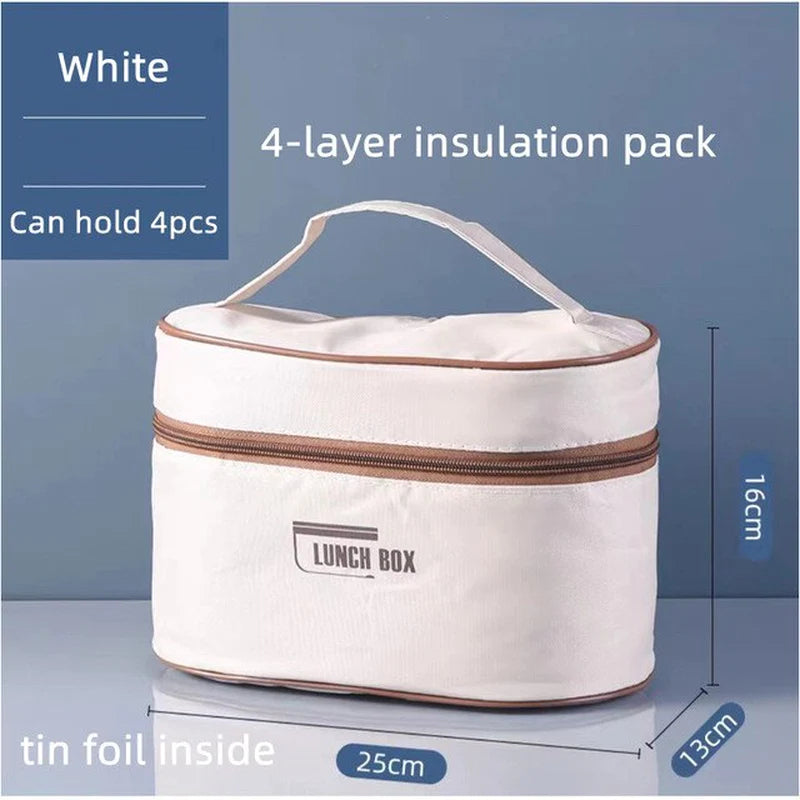 Stainless Steel Thermal Lunch Box Portable Double Layer Lunch Box with Dedicated Insulation Bag for Office Worker Student Picnic