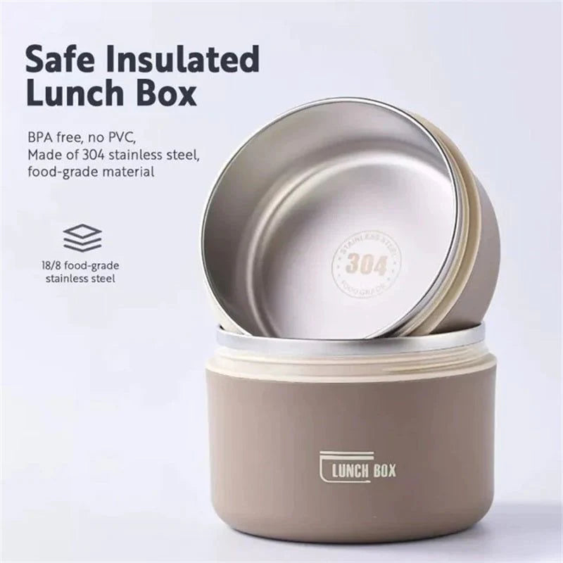 Stainless Steel Thermal Lunch Box Portable Double Layer Lunch Box with Dedicated Insulation Bag for Office Worker Student Picnic